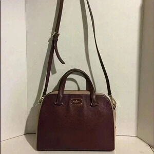 Kate Spade Plum/ beige leather crossbody bag